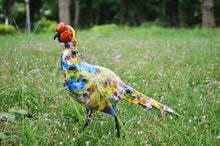 Load image into Gallery viewer, Darcy the Metal pheasant in a colourful Art Deco pattern measuring 41.5 x 10 x 27.5cm
