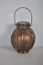 Load image into Gallery viewer, Moroccan solar powered bronze garden lantern
