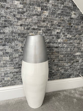 Afbeelding in Gallery-weergave laden, Silver top & white handmade bamboo vase 45cm or 60cm tall floor vase or table vase - Marissa's Garden & Gift