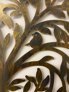 Black with gold/bronze tree of life wall art with birds 60cm for indoors/outdoors