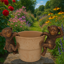 Load image into Gallery viewer, Polyresin pair of bronze coloured monkey pot hangers - Marissa's Garden &amp; Gift
