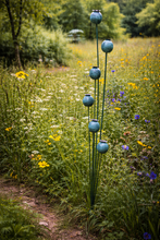 Load image into Gallery viewer, Handmade powder coated poppy’s on a stake 120cm
