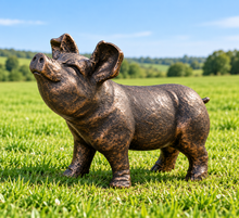 Load image into Gallery viewer, Gold with black brush pig garden ornament polyresin 36cm high - Marissa's Garden &amp; Gift
