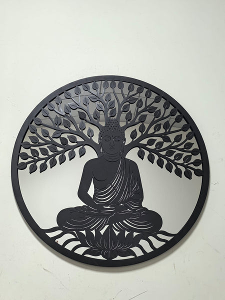 Handmade 60cm black metal Wall Plaque with acrylic mirror, colourful Metal, Garden/indoor Wall Art powder coated steel - Marissa's Garden & Gift