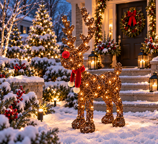 Handmade Christmas indoor/ outdoor reindeer with led lights 90cm
