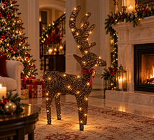 Load image into Gallery viewer, Handmade Christmas indoor/ outdoor reindeer with led lights 45cm
