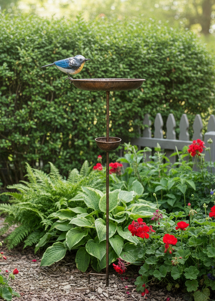Handmade Blue tit bronze powder coated bird feeder for garden/outdoor