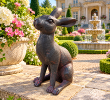 Load image into Gallery viewer, Aged gold alert hare garden ornament polyresin 36cm high. - Marissa's Garden &amp; Gift
