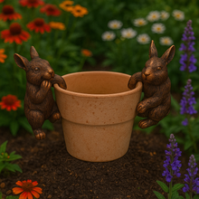 Load image into Gallery viewer, Polyresin pair of bronze coloured rabbit pot hangers - Marissa's Garden &amp; Gift
