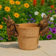 Load image into Gallery viewer, Polyresin pair of bronze coloured rabbit pot hangers - Marissa's Garden &amp; Gift
