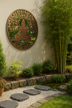 Laden Sie das Bild in den Galerie-Viewer, Handmade 60cm bronze with black touch metal Wall Plaque with acrylic mirror, colourful Metal, Garden/indoor Wall Art powder coated steel - Marissa's Garden &amp; Gift
