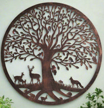 Charger l'image dans la galerie, Handmade bronze 60cm bronze wall plaque of Woodland animals Tree Wall Plaque, powder coated steel , indoor/outdoor Wall Art - Marissa's Garden &amp; Gift
