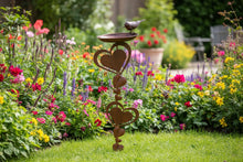 Load image into Gallery viewer, Bronze Robin heart bird feeder for garden/outdoor space
