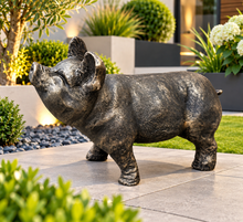 Load image into Gallery viewer, Gold with black brush pig garden ornament polyresin 36cm high - Marissa's Garden &amp; Gift
