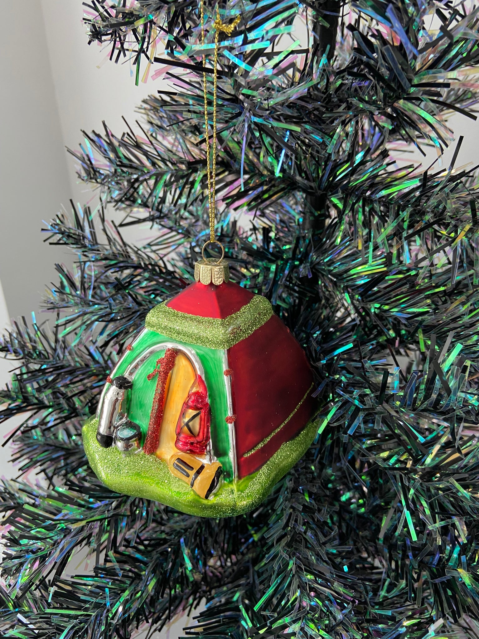 tent christmas tree Glass Christmas camping tent/campers tent Christmas bauble tree hangin