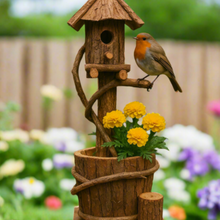 Load image into Gallery viewer, Handmade Wooden Birdhouse with Planter (H37cm, W14cm, D17cm) - Marissa&#39;s Garden &amp; Gift
