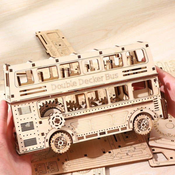 DIY Model wooden kit double decker bus - Marissa's Garden & Gift