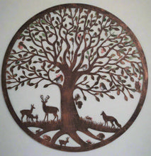 Charger l'image dans la galerie, Handmade bronze 60cm bronze wall plaque of Woodland animals Tree Wall Plaque, powder coated steel , indoor/outdoor Wall Art - Marissa's Garden &amp; Gift
