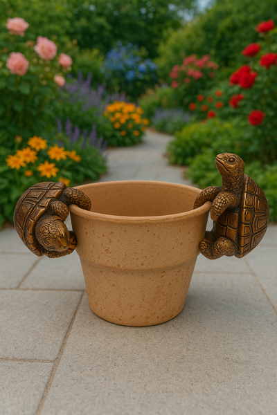 Polyresin pair of bronze coloured turtle pot hangers - Marissa's Garden & Gift