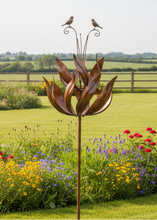 Load image into Gallery viewer, Robins of Sherwood bronze powder coated windsculpture/ windspinner garden ornament - Marissa's Garden &amp; Gift
