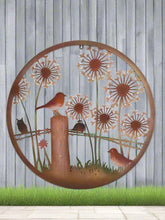 Indlæs billede til gallerivisning Handmade rusty 60cm wall plaque of Robin birds Tree Wall Plaque, Rusted coloured  Metal, Garden/indoor Wall Art with peeling effect - Marissa's Garden &amp; Gift
