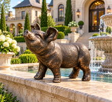 Load image into Gallery viewer, Gold with black brush pig garden ornament polyresin 36cm high - Marissa's Garden &amp; Gift
