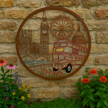Indlæs billede til gallerivisning Handmade peeling bronze with colour the city of London iconic sights wall art indoors/outdoors 60cm - Marissa's Garden &amp; Gift
