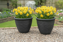 Laden Sie das Bild in den Galerie-Viewer, Wentworth black and silver coloured flower pot x 2 pots - Marissa's Garden &amp; Gift
