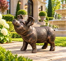 Load image into Gallery viewer, Gold with black brush pig garden ornament polyresin 36cm high - Marissa's Garden &amp; Gift
