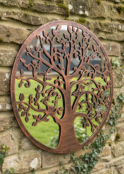 Handmade 60cm bronze with black touch metal Wall Plaque with acrylic mirror, colourful Metal, Garden/indoor Wall Art powder coated steel