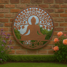 Laden Sie das Bild in den Galerie-Viewer, Handmade 60cm bronze with black touch metal Wall Plaque with acrylic mirror, colourful Metal, Garden/indoor Wall Art powder coated steel - Marissa's Garden &amp; Gift
