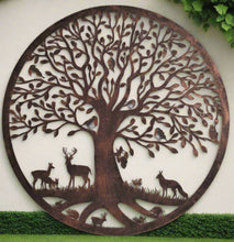 Charger l'image dans la galerie, Handmade bronze 60cm bronze wall plaque of Woodland animals Tree Wall Plaque, powder coated steel , indoor/outdoor Wall Art - Marissa's Garden &amp; Gift
