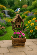 Afbeelding in Gallery-weergave laden, Handmade wooden birdhouse hut with three entrances measuring 16 x 10 x 21cm - Marissa&#39;s Garden &amp; Gift
