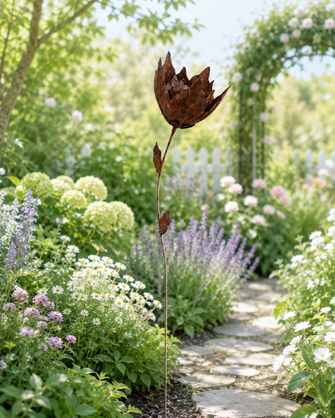 Handmade garden/outdoor tulip metal garden flower 120cm