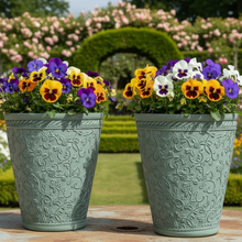 Load image into Gallery viewer, 29cm Blenheim pale blue flower pots recycled plastic x 2 - Marissa's Garden &amp; Gift
