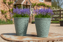 Load image into Gallery viewer, 29cm Blenheim pale blue flower pots recycled plastic x 2 - Marissa's Garden &amp; Gift
