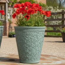 Load image into Gallery viewer, 29cm Blenheim pale blue flower pots recycled plastic x 2 - Marissa's Garden &amp; Gift
