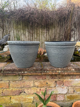 Load image into Gallery viewer, 2 x Wentworth black and white coloured flower pots - Marissa's Garden &amp; Gift
