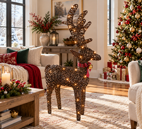 Handmade Christmas indoor/ outdoor reindeer with led lights 45cm