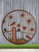 Indlæs billede til gallerivisning Handmade rusty 60cm wall plaque of Robin birds Tree Wall Plaque, Rusted coloured  Metal, Garden/indoor Wall Art with peeling effect - Marissa's Garden &amp; Gift
