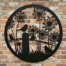 Laden Sie das Bild in den Galerie-Viewer, Handmade black 40cm wall plaque of Robin birds Tree Wall Plaque, black coloured  Metal, Garden/indoor Wall Art powder coated steel - Marissa's Garden &amp; Gift
