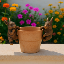Load image into Gallery viewer, Polyresin pair of bronze coloured rabbit pot hangers - Marissa's Garden &amp; Gift
