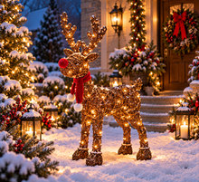 Load image into Gallery viewer, Handmade Christmas indoor/ outdoor reindeer with led lights 45cm
