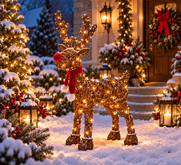 Handmade Christmas indoor/ outdoor reindeer with led lights 90cm
