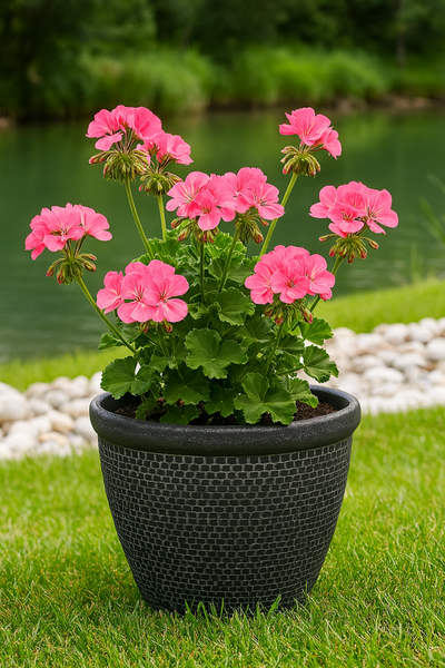Wentworth black and silver coloured flower pot - Marissa's Garden & Gift