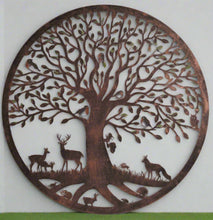 Charger l'image dans la galerie, Handmade bronze 60cm bronze wall plaque of Woodland animals Tree Wall Plaque, powder coated steel , indoor/outdoor Wall Art - Marissa's Garden &amp; Gift
