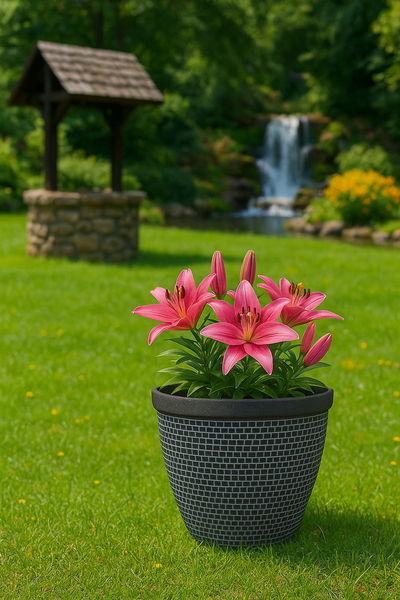 Wentworth black and white coloured flower pot - Marissa's Garden & Gift