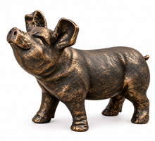 Load image into Gallery viewer, Gold with black brush pig garden ornament polyresin 36cm high - Marissa's Garden &amp; Gift

