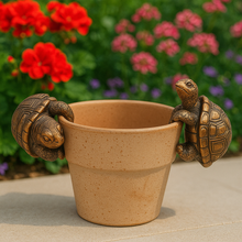 Load image into Gallery viewer, Polyresin pair of bronze coloured turtle pot hangers - Marissa's Garden &amp; Gift
