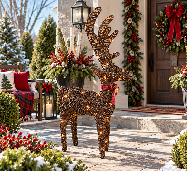Handmade Christmas indoor/ outdoor reindeer with led lights 45cm